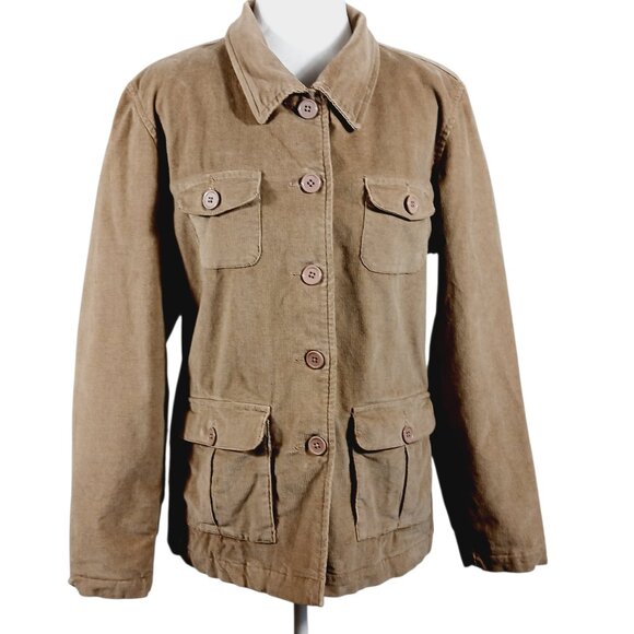 Denim&Co Jackets & Blazers - Denim & Co. Women's Utility Jacket, Tan Corduroy, Size Large, Safari Barn Chore